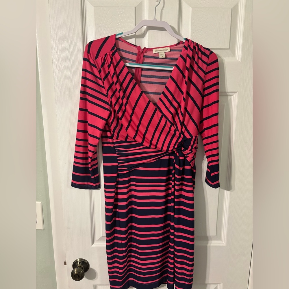 Coldwater Creek Pink and Navy Sheath Dress